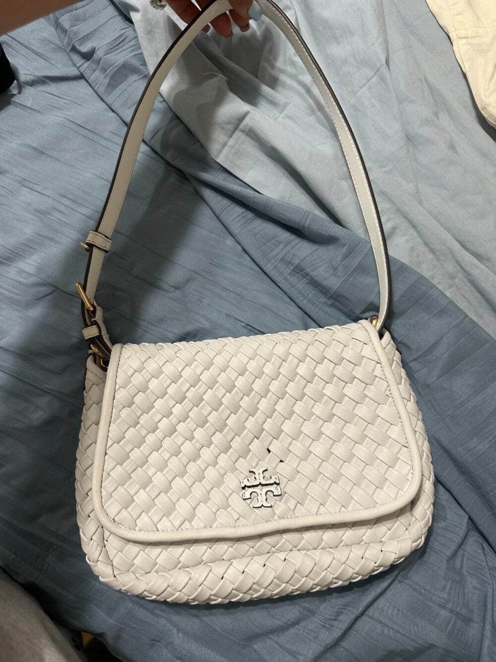 Tory Burch Thea Woven Leather Flap Crossbody- New - Picture 4 of 6